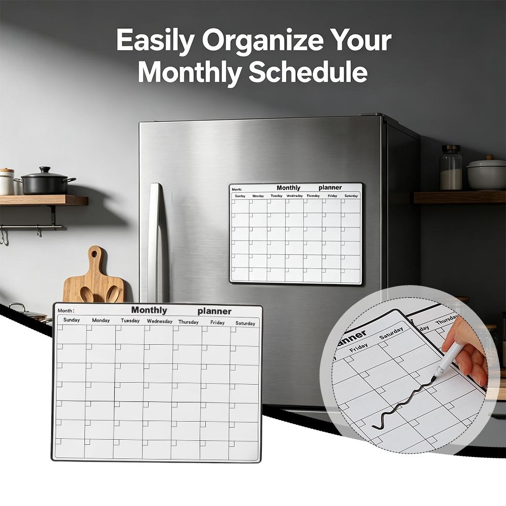 Magnetic Whiteboard Calendar - Calendario Magnetico per Frigorifero, Lavagna Mensile