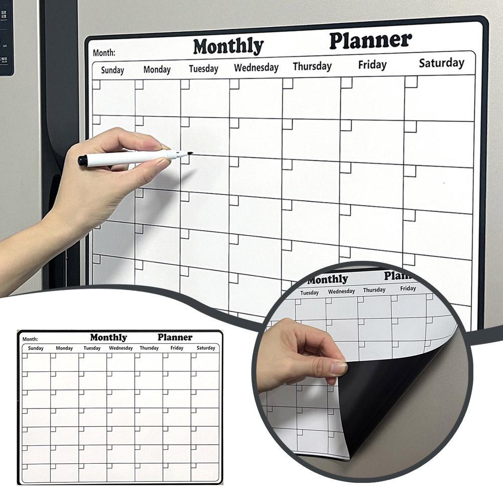 Magnetic Whiteboard Calendar - Elegante calendario magnetico cancellabile a secco