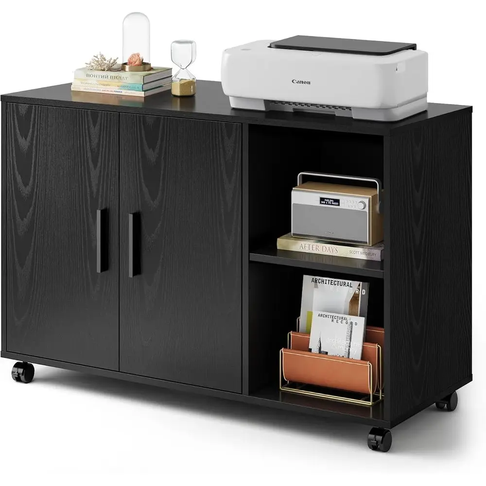 File Cabinet Lateral - Armadio Nero per Ufficio con Ante