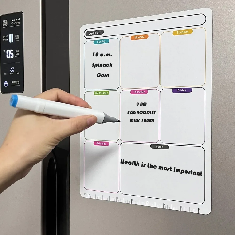 Magnetic Whiteboard Calendar - Calendario Settimanale Cancellabile, Adesivo Magnetico Morbido